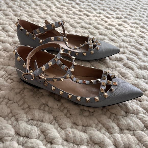 Valentino Rockstud Strappy Pointed Toe Flat - Picture 1 of 5